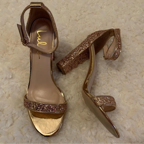 Lulus Rose Gold Glitter Ankle Strap Heels - Picture 6 of 12